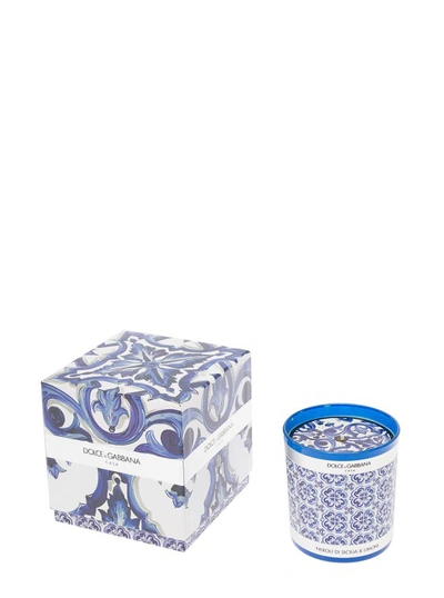Shop Dolce & Gabbana Sicilian Neroli And Lemon Scented Candle With Blue Mediterraneo Print In Not Applicable