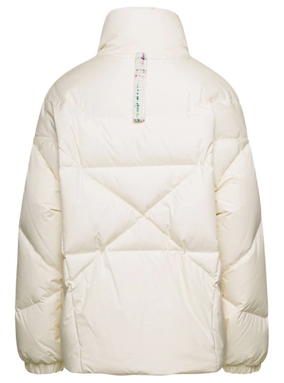 Shop Khrisjoy Moon' White Quilted High-neck Down Jacket With Logo Detail In Nylon