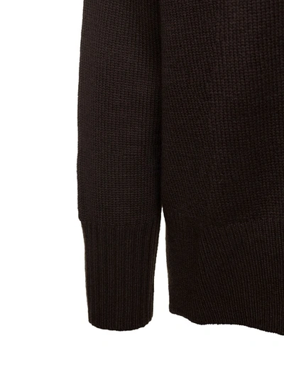 Shop Allude Brown Sweater With U Neckline In Cashmere In Black