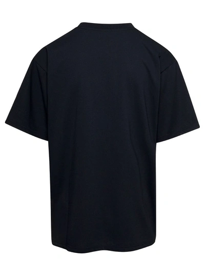 Shop Needles Black Crewneck T-shirt With Logo Patch And Chest Pocket In Jersey