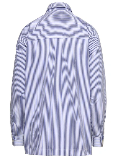 Shop Closed Blue And White Oversized Striped Shirt In Cotton