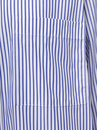 Shop Closed Blue And White Oversized Striped Shirt In Cotton