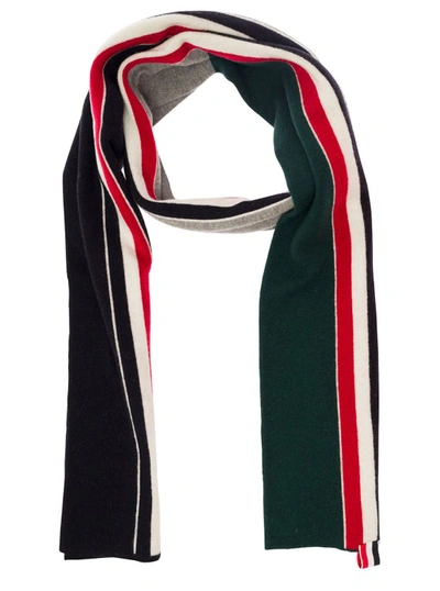 Shop Thom Browne Multicolor Scard With Intarsia Stripe In Wool In Grey