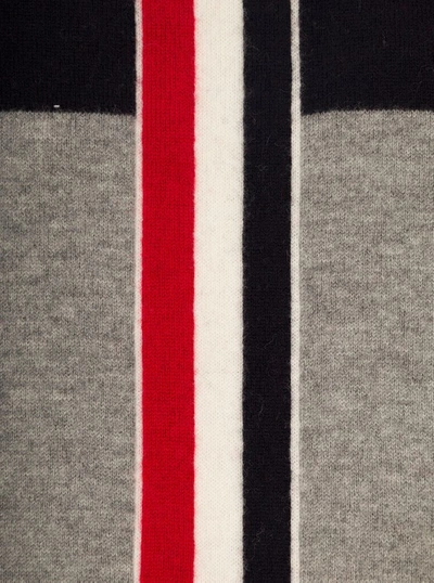 Shop Thom Browne Multicolor Scard With Intarsia Stripe In Wool In Grey
