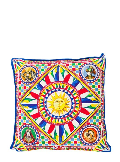 Shop Dolce & Gabbana Multicolor Small Cushion With Carretto Foulard Print In Cotton In Not Applicable
