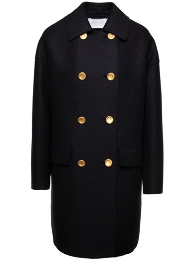 Shop Harris Wharf London Black Double Breasted Coat