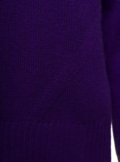 Shop Allude Violet Mockneck Sweater With Ribbed Trim In Cashmere In Black