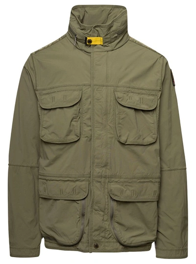 Shop Parajumpers Celsius' Green Water Repellent Jacket With Logo Patch In Cotton Blend In Grey