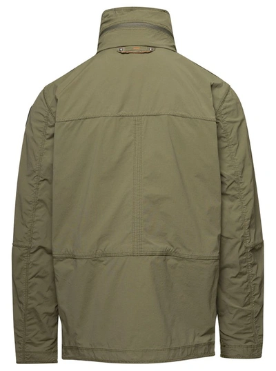 Shop Parajumpers Celsius' Green Water Repellent Jacket With Logo Patch In Cotton Blend In Grey