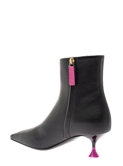 Shop 3juin Black Ankle Boots With Zip And Contrasting Heel In Leather