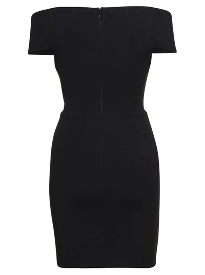 Shop Solace London Lola' Mini Black Dress With Plunging Sweetheart Neckline In Stretch Crepe