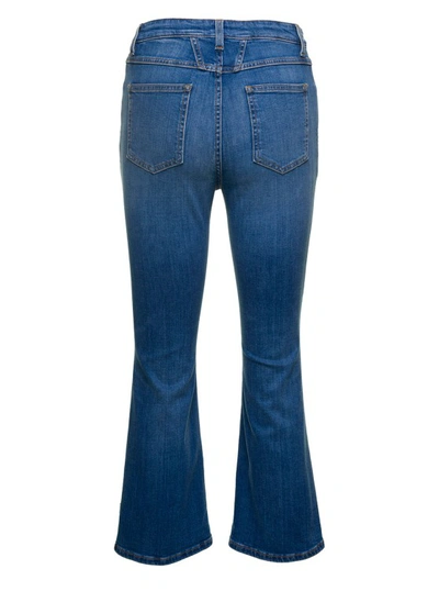 Shop Closed Hi Sun' Blue Five-pocket Styòe Cropped Jeans With Logo Patch In Stretch Cotton Denim