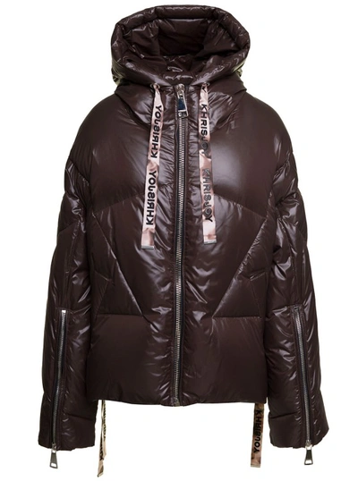 Shop Khrisjoy Brown 'puff Khris Iconic' Oversized Down Jacket With Hood In Polyester In Black