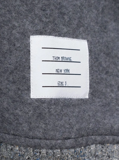 Shop Thom Browne Crewneck Sweatshirt W/ Cb Rwb Stripe In Wool Fleece In Grey