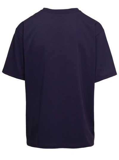 Shop Needles Crewneck T-shirt With Front Pocket And Embroidered Logo In Violet Technical Fabric In Black