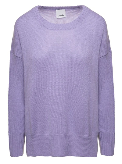 Shop Allude Purple Sweater With U Neckline In Cashmere In Grey
