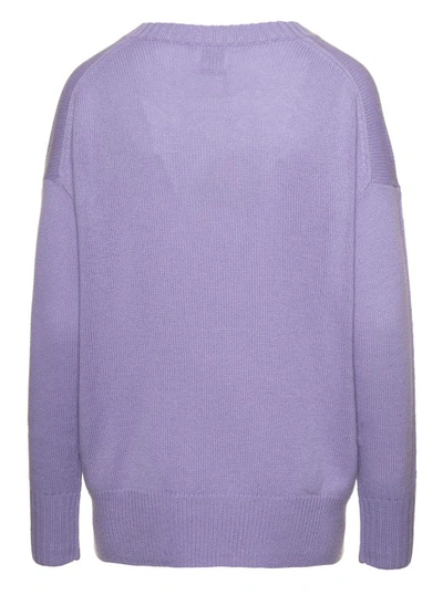 Shop Allude Purple Sweater With U Neckline In Cashmere In Grey