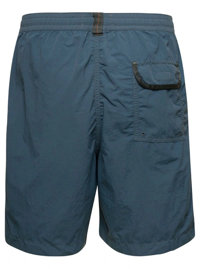 Shop Parajumpers Mitch' Blue Swim Trunks With Key Chain Detail In Nylon In Green