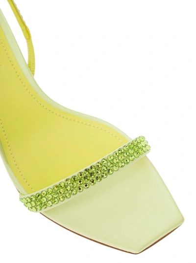 Shop 3juin Eloise' Green Sandals With Rhinestone Embellishment And Spool Heel In Viscose Blend In Neutrals