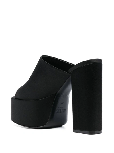 Shop Paris Texas Black Mules With Oversized Platform In Silk