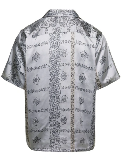 Shop Needles Silver Bowling Shirt With All-over Floreal Print In Cupro In Grey
