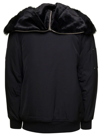 Shop Moose Knuckles Black Zipped All The Way Jacket With Logo Patch In Nylon