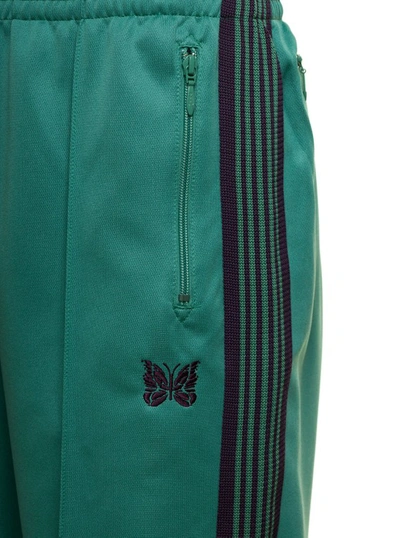 Shop Needles Track Pants With Side Stripe In Green Technical Fabric