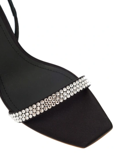 Shop 3juin Eloise' Black Sandals With Rhinestone Embellishment And Spool Heel In Viscose Blend In Grey