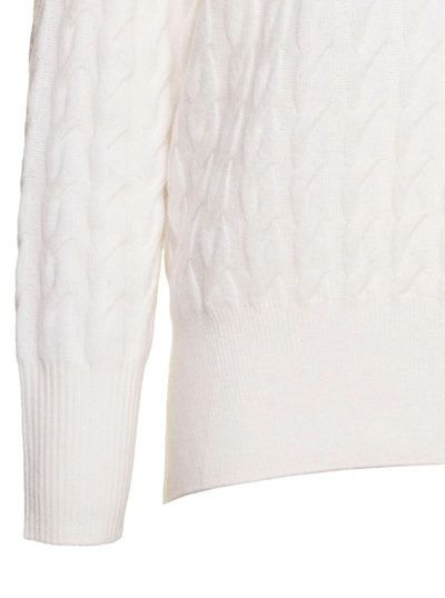 Shop Allude White Cable-knit Sweater In Cashmere