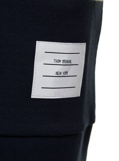 Shop Thom Browne Blue 'sack' Skirt With Drawstring And Striped Motif In Cotton In Black