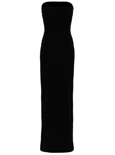 Shop Solace London Bysha' Long Black Dress With Front Split In Stretch Fabric