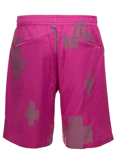 Shop Needles Fuchsia Shorts With All-over Cactus Print In Cotton And Linen In Pink