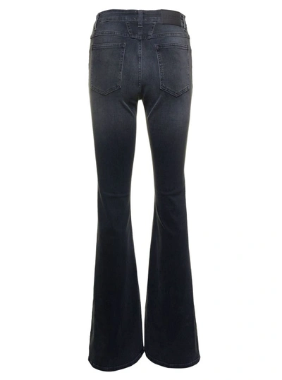 Shop Closed Rowling' Black Flared Jeans With Logo Patch In Stretch Cotton Denim
