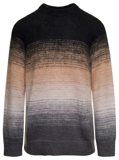 Shop Laneus Multicolor Crewneck Sweater In Mohair Blend In Black