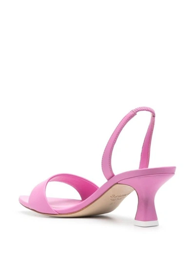 Shop 3juin Eloise' Pink Andals With Rhinestone Embellishment And Spool Hight Heel In Viscose Blend