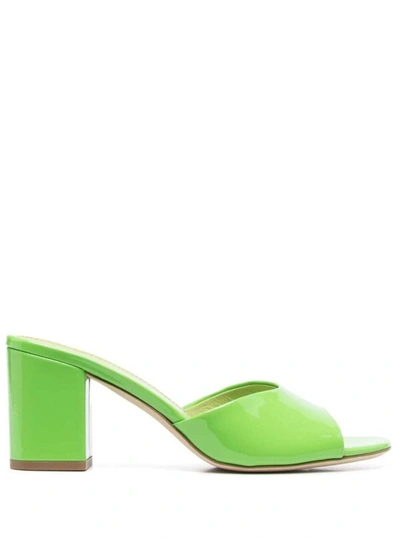 Shop Paris Texas Anja' Green Mules With Block Heel In Patent Leather
