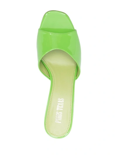 Shop Paris Texas Anja' Green Mules With Block Heel In Patent Leather