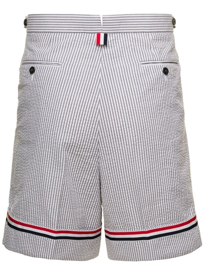 Shop Thom Browne Striped Tailored Shorts In White Cotton