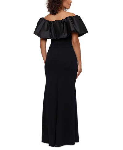 Shop Betsy & Adam Women's Off-the-shoulder Ruffle Gown In Black,black