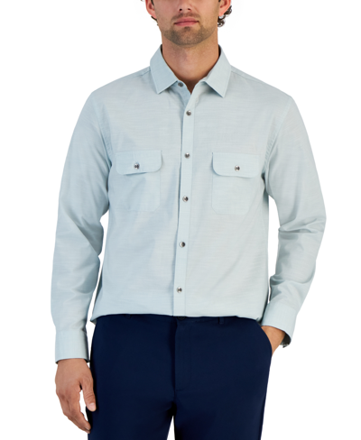 Shop Alfani Men's Regular-fit Solid Shirt, Created For Macy's In Cloud Blue