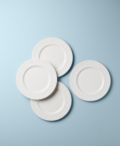 Lenox Opal Innocence Carved 4-piece Dinner Plate Set In White
