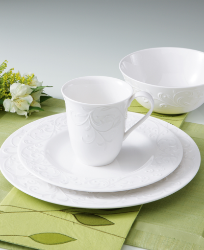 Lenox Opal Innocence Carved 4-piece Dinner Plate Set In White