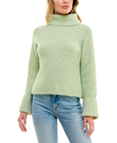 Shop Ultra Flirt Juniors' Ribbed Turtleneck Sweater In Laurel Green