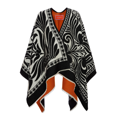 Shop La Doublej Reversible Poncho In Mix Tiles Black