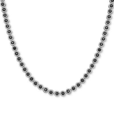 Shop Macy's Men's Black Diamond 22" Tennis Necklace (5 Ct. T.w.) In Sterling Silver