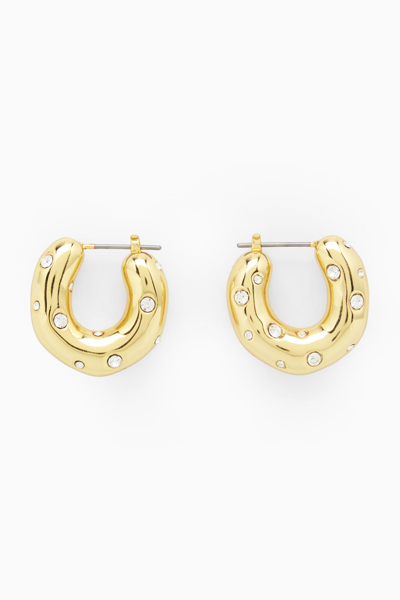 Shop Cos Crystal-embellished Chunky Hoop Earrings In Gold