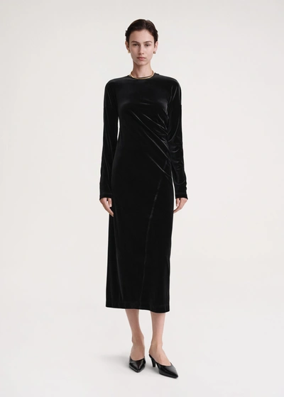 Shop Totême Twisted Velvet Dress Black
