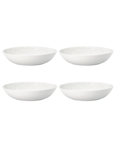 Shop Lenox Opal Innocence Carved Pasta Bowls, Set Of 4 In White
