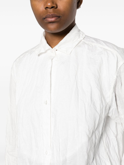 Daniela Gregis Crinkled Long-sleeve Cotton Shirt In White