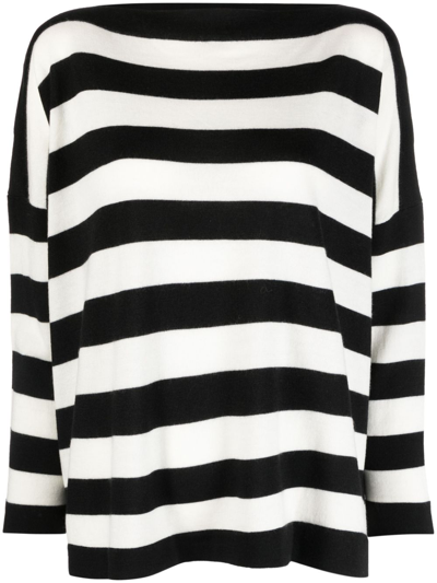 Shop Daniela Gregis Striped Wool Boatneck Sweater In Black